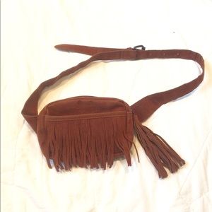 Belted fringed fanny pack